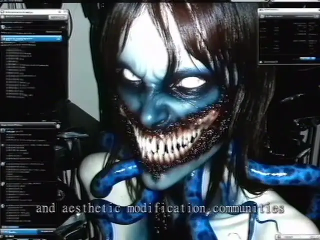 A modified face with an enlarged dental structure in Internal Archive file 002.